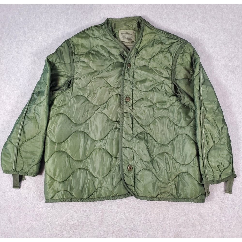 Vintage US Military Cold Weather M65 Field Coat Liner Size Large Olive Drab